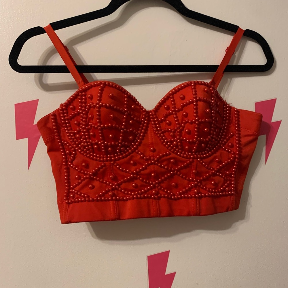 Red pearl corset size small